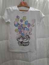 Disney Medium White Youth Girls T Shirt Shortsleeve Couple With Balloons - £16.24 GBP