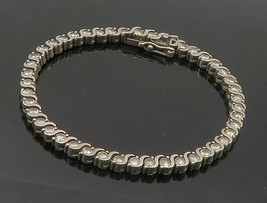 925 Sterling Silver - Vintage Round Cut Topaz Swirl Chain Bracelet - BT6418 - £63.44 GBP