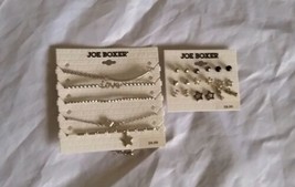 Joe Boxer Silver Gold Tones Bracelets Stud Earrings Set Holiday Gift for Her - £12.09 GBP
