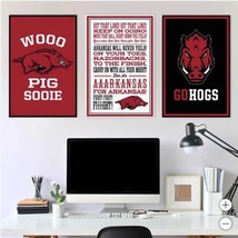 Arkansas Razorbacks Wall Art Red White NCAA 3-Piece Adhesive Canvas - $79.99
