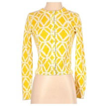 Lilly Pulitzer Yellow Print Long Sleeve Cardigan Sweater Womens XS - $36.62