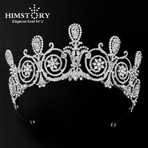 European Princess Rhinestones Zircon Wedding Crown White Headpieces Bridal Tiara - £49.09 GBP