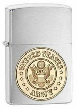 Zippo Lighter - Army Emblem Brushed Chrome - 280ARM - £28.74 GBP