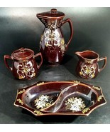 Vintage Redware Hand Painted Moriage Japanese ~ Tea Pot ~ Cream &amp; Sugar ... - £38.91 GBP