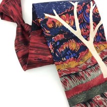 Desert Designs Usa Tie Abstract Tree Atomic Silk Necktie Red Blue Blk I21-50 NWT - £23.73 GBP