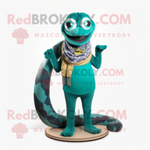 Teal Titanoboa mascot costume character dressed with a Capri Pants and Scarf cli - $1,339.00