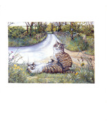 Zoe Stokes Cats Original Vintage Funny Cat Art Print Cat Artwork Home Decor - $127.37 MXN