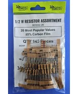 Resistor Assortment 1/2 W ±5% Carbon Film 20 Most Popular 145 pcs - Mr C... - £3.86 GBP