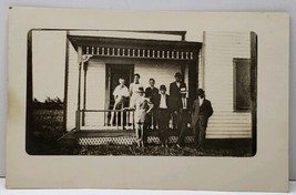 RPPC Family Posing for Picture on Porch Douglas North Dakota Estate Post... - £7.85 GBP
