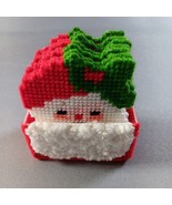Vintage 7 Needlepoint Santa Christmas Coasters With Holder St. Nicholas - $363.73 MXN