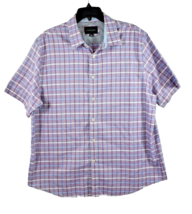 Geoffrey Beene Mens XL Button Front Violet Plaid Casual Short Sleeve Shirt - £10.90 GBP