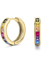 ADIRFINE 18K Gold Plated Rainbow Colored Princess Cubic Zirconia Huggie Earrings - £38.67 GBP