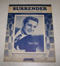Vintage Sheet Music - Surrender - 1946 - Perry Como - Vguc! - £5.58 GBP