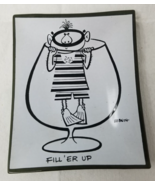 MCM Fill er Up Table Ashtray Man in Swimsuit Sniffer Glass Modern Black ... - $18.95