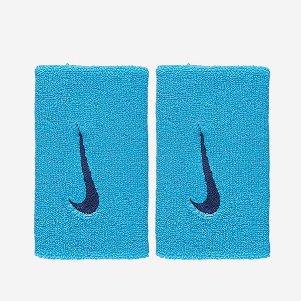 Nike Tennis Premier Wristband Sports Double Wide L Band Blue 2pcs NWT DB... - $30.51