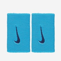 Nike Tennis Premier Wristband Sports Double Wide L Band Blue 2pcs NWT DB... - $30.51