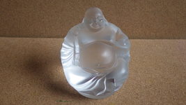 VINTAGE LALIQUE CRYSTAL FRANCE HAPPY BUDDHA STATUE FIGURINE AS-IS - $250.00