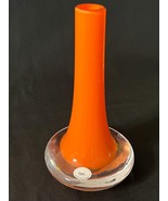 MCM Hut Princ Orange Clear Czechslovakian Art Glass Vase Signed Dennis S... - $1,330.29 MXN