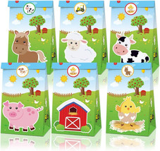 12pcs Farm Animals Party Bags,Cow Paper Treat Bags,Chick Gift Goodie Bags, - £7.59 GBP