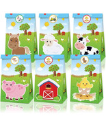 12pcs Farm Animals Party Bags,Cow Paper Treat Bags,Chick Gift Goodie Bags, - £7.58 GBP