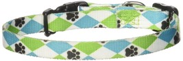 Casual Canine Nylon Pooch Patterns Dog Collar, Fits Necks 6&quot; to 10&quot;, Blue Argyle - £7.40 GBP