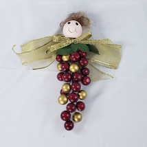 Vintage Handmade Angel Grapes Ornament Mistletoe Berries - £5.31 GBP