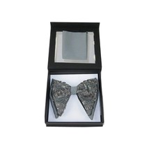 Mens Formal Bow Tie Hankie Insomnia Shiny Butterfly Shape MZE156 gray Sequins image 4
