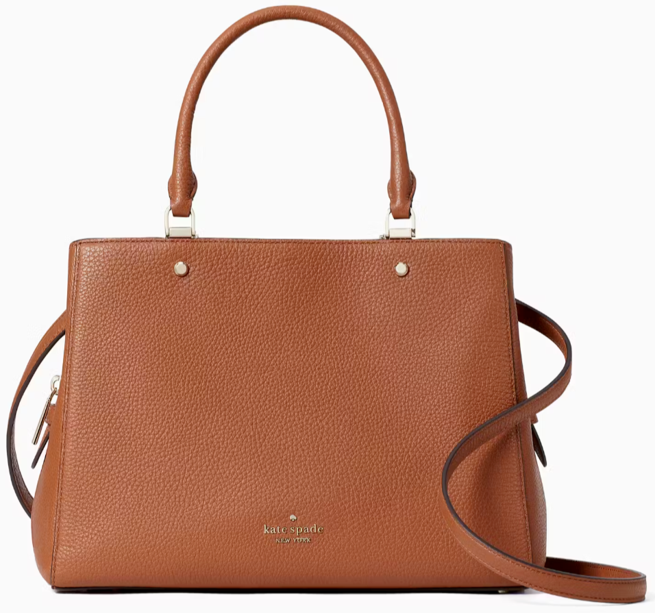Kate Spade Leila Medium 3 Compartment Brown Leather Satchel WKR00335 NWT $399