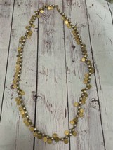 Vintage Long Glass Pearl Necklace With Penny Charms - £27.09 GBP