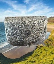 Exclusive Hand Carved silver clutch Antique Purse Wallet Hand Bag Kundan JewelrA - £56.65 GBP