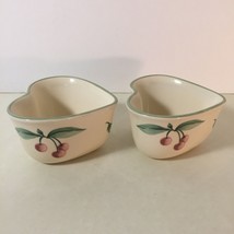 2 Pfaltzgraff  Heart Shaped Bowls Stoneware Garden Party Made in USA Cherries - $10.39