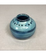 Handmade Pottery Clay Blue Stripe Vase - 3.25”Hx3.5”D - $20.37 CAD