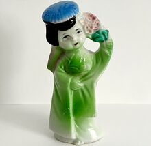 Japanese Geisha Ceramic Vintage Figure Japan Hand Painted 4&quot; c1960s-1970s - $36.41 CAD