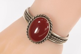 Vintage Plata de Ley Increíble Oscuro Granate Puño Pulsera Hecho En Mexico - £181.47 GBP