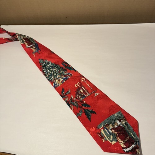 Wembley Christmas Tree Santa Holiday Red Tie Men's Fashion Novelty Necktie Item image 5