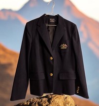 American Living Jacket M Navy Blue 100% Worsted Wool Twill Blazer Brass ... - £30.61 GBP