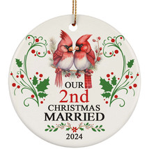 Our 2nd Years Christmas Married Ornament Gift 2 Anniversary Cardinal Couple - £11.59 GBP