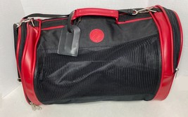 Blitz Soft Sided Breathable Mesh Pet Carrier Bag - Black, Red Leather 18... - $35.95