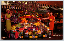 Postcard California Los Angeles Farmers Market Fruit Produce Lovely Ladies 1960s - £4.30 GBP