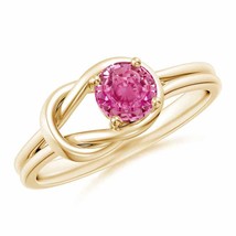 ANGARA Solitaire Pink Sapphire Infinity Knot Ring for Women in 14K Solid Gold - £702.68 GBP