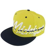 Michigan Offset Jagged Script Men&#39;s Adjustable Snapback Baseball Cap (Go... - $20.44 CAD