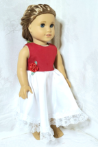Valentines Day Party Dress ~ White Silk with Lace ~ Clothes for 18&quot; Doll ~ New - £10.85 GBP