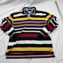 Tommy Hilfiger Mens Polo Shirt Blue Multi Striped Collared Long Sleeve XL - £7.79 GBP