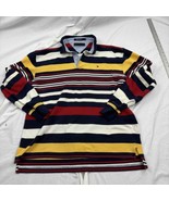 Tommy Hilfiger Mens Polo Shirt Blue Multi Striped Collared Long Sleeve XL - £7.76 GBP
