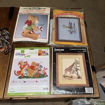 X4 Vintage Cross Stitch Sunset Janlynn Bucilla Denham Bear Disney Giraff... - $147.51