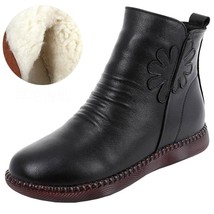 Genuine Leather Women Boots Winter Natural Genuine Leather Women Snow Boots Larg - £95.34 GBP