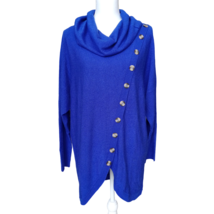 Birch NY Women’s Cowl Neck Collar Sweater Size S Blue Lightweight Asymme... - $24.73