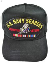 Hnp U.S. Navy Seabees Afghanistan Veteran HAT with BEE and Service Ribbons - Bla - £17.50 GBP