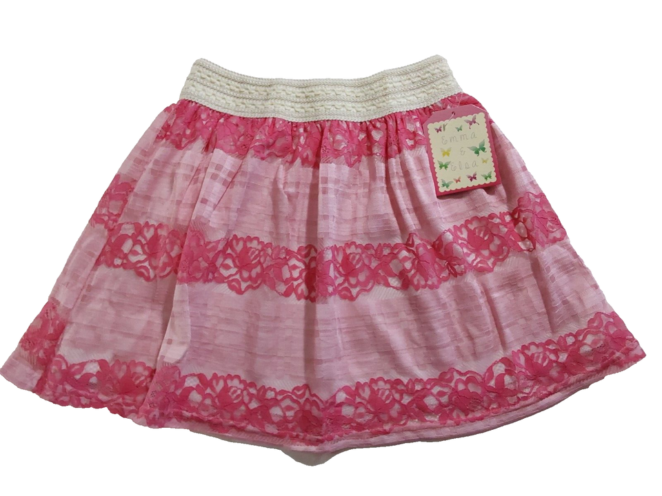 Emma & Elsa Kids Girls w/ Rose Pink Lace Insert Holiday Party Skirt ~ 10/12~ NWT