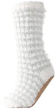 New Memoi Metallic Luxe Plush Lined Slipper Socks White Crew Women&#39;s Size 9-11 - £16.73 GBP